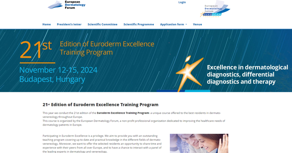 Screenshot of Euroderm Excellence website