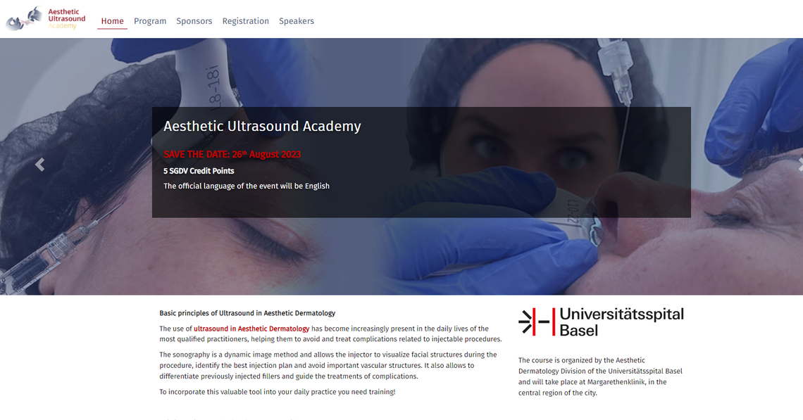 Screenshot of Aesthetic Ultrasound Academy website